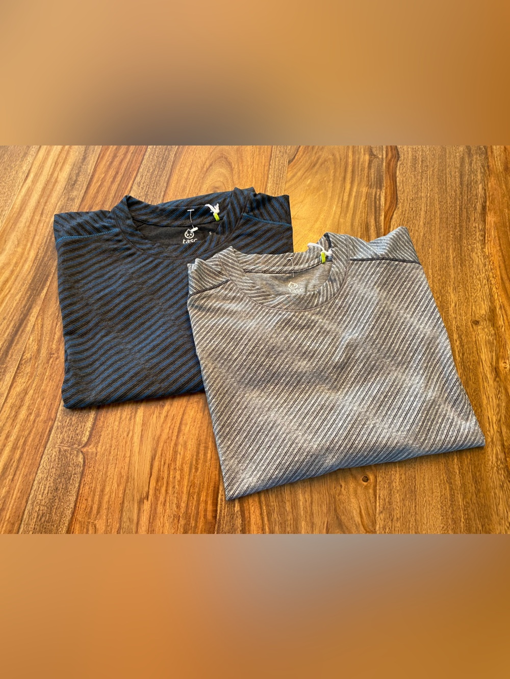 Tasc 2 Performance Men's Crew Neck Shirts- Gray and Black, blue and black.   Sm.